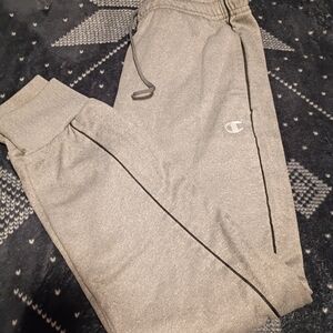 Champion Light Gray Men’s Jogger Sweatpants with Black Piping